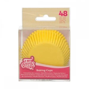 Cupcake Cases Muffin Bun Fairy Cake Baking Cups FunCakes Yellow x 48 - Picture 1 of 1