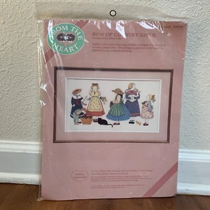 From The Heart Needlepoint Kit Row Of Country Girls #51015 Vintage 1987 Crewel Neu - Bild 1 von 6