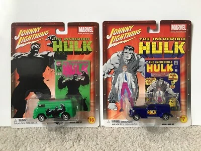 Johnny Lightning Marvel New Incredible Hulk #7 33 Ford Delivery & #16 60s VW Van - Image 1 of 4