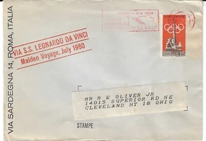 Italy - S.S. Leonardo Da Vinci. July 1960 Maiden Voyage commutative cover - Picture 1 of 1