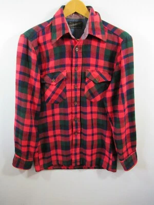 Vintage 70s 80s Red Plaid Button Front Flannel Shirt Men Medium Mohawk - Image 1 of 4