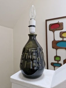 Vintage Lamp Mid Century Retro Brutalist Abstract Green Ceramic MCM - Picture 1 of 14