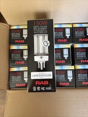 Lot-12 RAB HIDFA-36S-EX39-8CCT-BYP/5SP - LED Corn Cob 18/27/36W 3/4/5K - Image 1 of 2