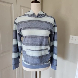 Quiksilver Stripe Hoodie Sweatshirt Blue Pullover Pockets Women S Youth XL - Picture 1 of 10