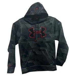 Under Armour Storm Hoodie Medium  Loose Fit Gray Black UA Logo Hooded Sweatshirt - Picture 1 of 9