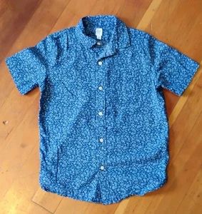 Gap Boys Blue Flower Print Short Sleeve Button Up Cotton Shirt Size L (10) - Picture 1 of 5