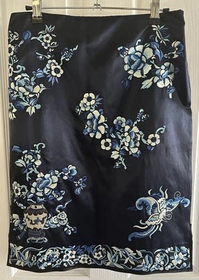 Falda Ralph Lauren Etiqueta Negra Floral Bordada Mezcla Seda Mujer Talla 2 Foto 1 de 4