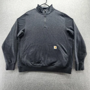 Carhartt Sweatshirt Mens XL Gray Quarter Zip Relaxed Fit Force Workwear Fleece - Picture 1 of 13