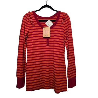 Top Juicy Couture Nuevo con Etiquetas Mujer LG Volantes Naranja Rojo Rayas Retro Y2K Años 90 Preppy Foto 1 de 4