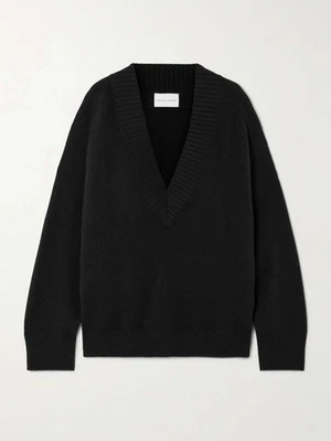 NUEVO, Suéter LouLou Studio Sage Cuello en V Profundo Cachemira en Negro Talla L #S8027 Foto 1 de 4