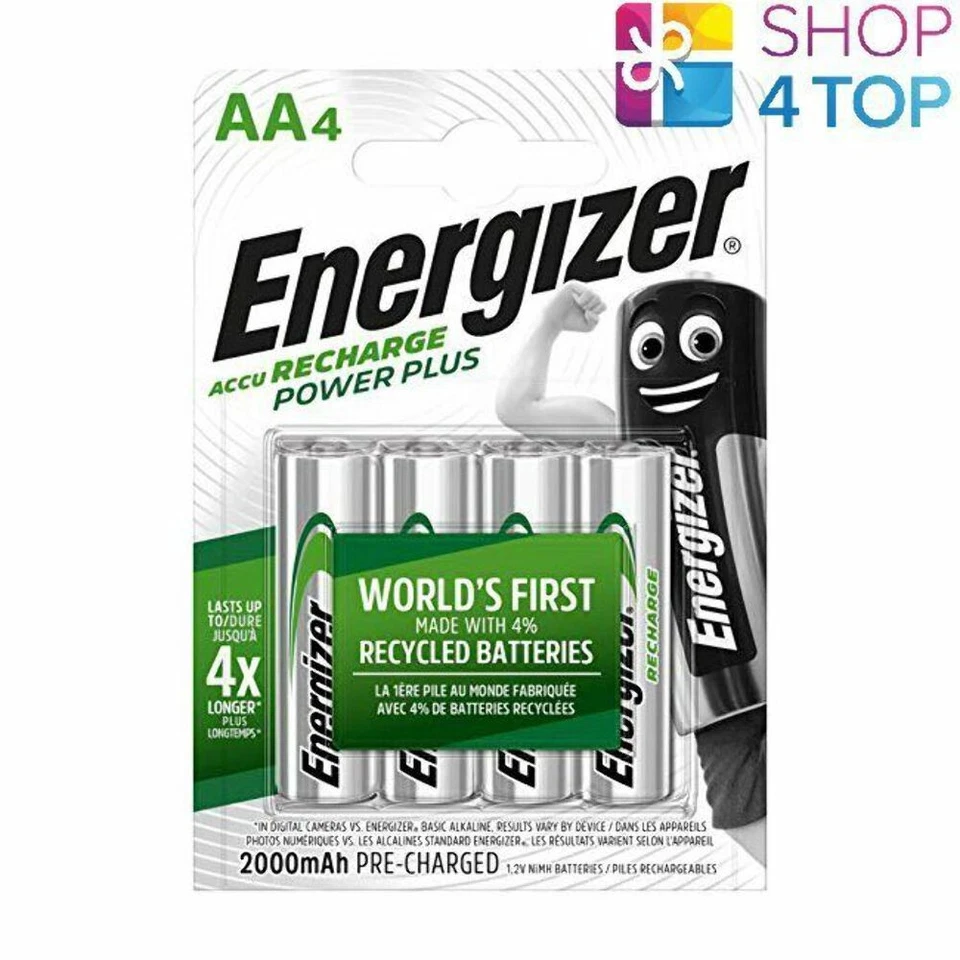 4 ENERGIZER RECHARGE POWER PLUS AA HR6 BATTERIES 1.2V 2000mAh MIGNON STILO NEW - Image 1 of 1