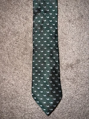 "Corbata Chaps verde ballena 100 % seda estampado náutico preppy clásica 3,75""" Foto 1 de 4