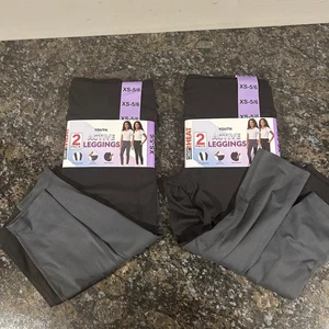 NWT Lot of 4 32 Degrees Girls Leggings Black Grey XS 5 / 6 NEW - Picture 1 of 3