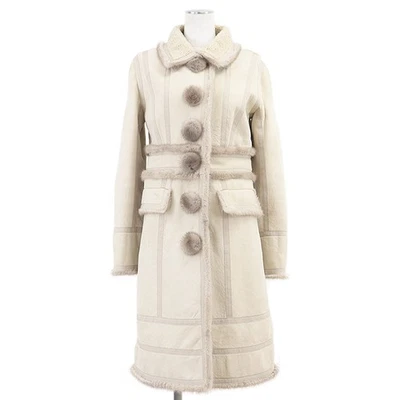 LOUIS VUITTON Coat Lambskin Nubuck Leather Boa Full Lining Mink Fur Outer Women - Image 1 of 4