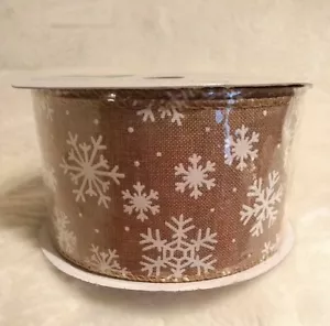 Decorative Ribbon 2.5" x 35 ' Snowflake Brown Tan Design New - Picture 1 of 5