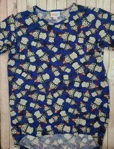 NWT LuLaRoe GRACIE Shirt Size 10 Solid Blue Uncle Sam Top Hat Stars Americana - Picture 1 of 2
