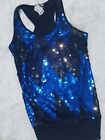 Y2k Nwt Body Central Tank Top Y2k Cami Sequins Blue Black Small Party Bling