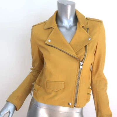 IRO Ashville Motorcycle Jacket Yellow Leather Size 40 - Image 1 of 4