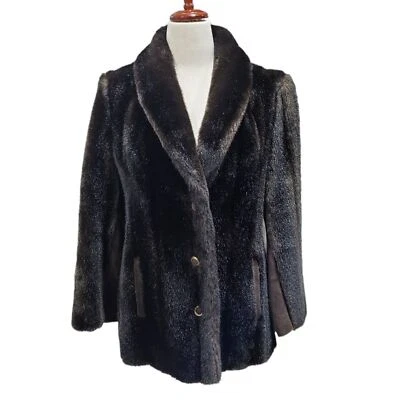 Usado en Excelente Condición Abrigo De Piel Sintética De Colección Sears Fashions Tissavel Francia, Marrón, M Foto 1 de 4