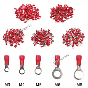 10/50/100PCS Red Ring Crimp Terminals Vinyl 22-16 AWG Car Audio Wire Connectors - Picture 1 of 16