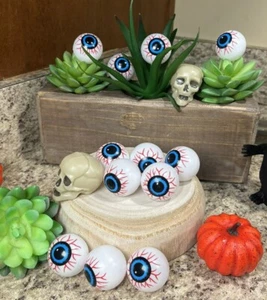 12 pcs (1 Bag) Plastic Ping Pong BLUE Eyeballs Halloween Decoration-Fake Eye S3 - Picture 1 of 6