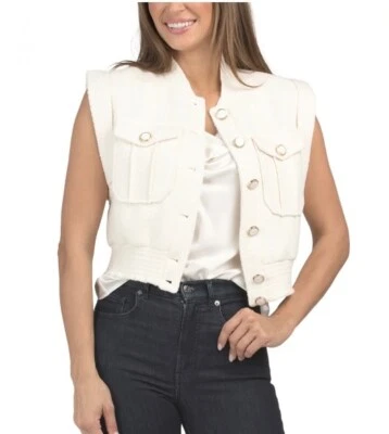 Chaleco Christian Lacroix Tweed Bouclé Brillo Claro Botones Dorados Parche Bolsillos M Foto 1 de 4