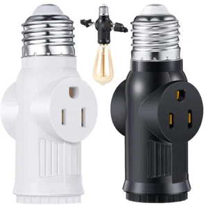 E26 E27 Light Socket to Plug Adapter 2/3 Prong Light Plug Socket Outlet Splitter - Picture 1 of 19