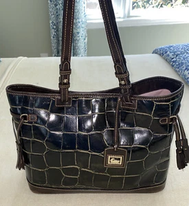 Dooney & Bourke Black Croc Embossed Tote Bag  - Picture 1 of 21