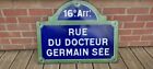 plaque émaillée ancienne rue paris 16eme arrondissement DOCTEUR GERMAIN SEE 