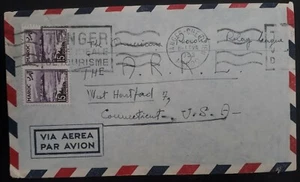 1953 Morocco Airmail Cover ties 2 stamps canc Tanger-Cherifien to USA - Picture 1 of 3