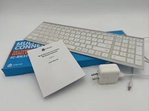 New out of box iClever IC-BK10 Keyboard Bluetooth Rechargeable Ultra Slim White - Picture 1 of 1