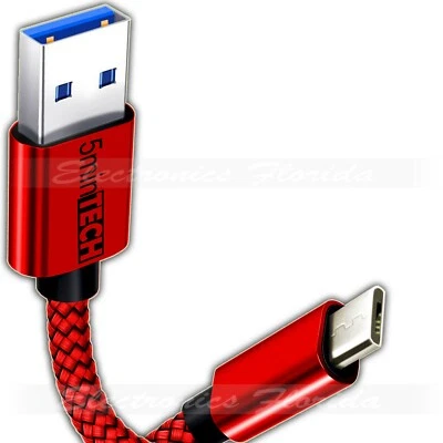 USB Nylon Braided Cord Cable Charger for Samsung Galaxy FAST CHARGING (RED) - Image 1 of 4