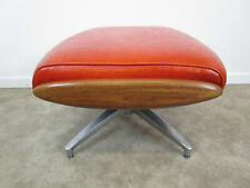 Heywood Wakefield Mid Century Stool Ottoman Orange Wood Lounge Chair