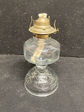 A10089  Vintage 10" Clear Glass Oil Lamp w/ Scroll Pattern Risdon P&A