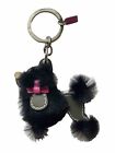 NEW COACH BLACK POODLE PINK BOW LEATHER FUR KEY FOB | COLLECTIBLE