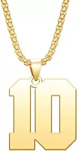 Gold Number 7 Pendant Necklace 18K Plated Sports Jewelry For Men And Women - Picture 1 of 9