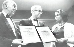 1963 UPI Wire Photo receiving award from Religious Group singer Marian Anderson - Picture 1 of 2