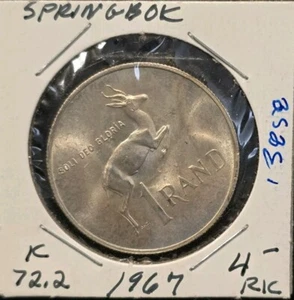 1967 South Africa 1 Rand Silver Springbok Animal - Picture 1 of 2