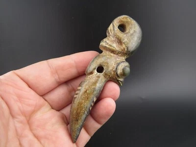 Китай, нефрит, культура Хуншань, нефрит гетиан, редкий орел и человеческий череп, подвеска A(338) - Изображение 1 из 4