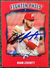 Adam Leverett Signed IP 2023 Reading Phils Update Card #19 Philadelphia Phillies