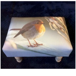Robin Rectangular Padded Linen Footstool MIN2147 * REDUCED TO CLEAR * - Picture 1 of 4