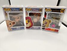 Lot of 3 Lion King Funko Pops Nala 497, Mufasa 495, Flocked Scar 548. Disney 