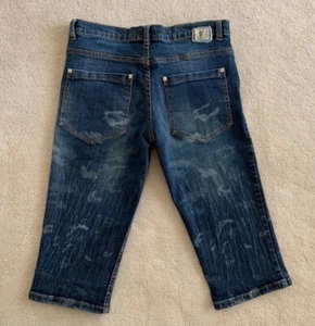 Roberto Cavalli Big Boy Teens Kids Blue Denim 16” Inseam Shorts Bottom Logo Sz M - Picture 1 of 12