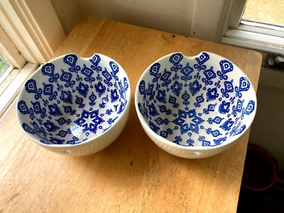 "Juego de 2 cuencos de fideos de cerámica azul y blanco exclusivos para artículos para el hogar 6-1/4""" Foto 1 de 4