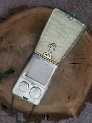 Rara bolsa de moedas feminina antiga de prata esterlina para Chatelaine com pano de polimento - Imagem 1 de 4