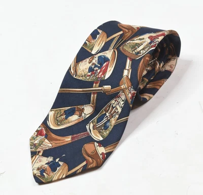 Corbata de cuello vintage Brooks Brothers MAKERS para hombre azul estampado de golfista hecha en EE. UU. Foto 1 de 4