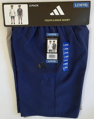 Adidas Youth Boys 2-pack Woven Shorts, NAVY and TAN, Large (14/16) NWT - Image 1 of 4