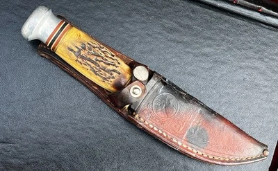 Cuchillo artesanal de madera MARBLE'S mango de ciervo Foto 1 de 4