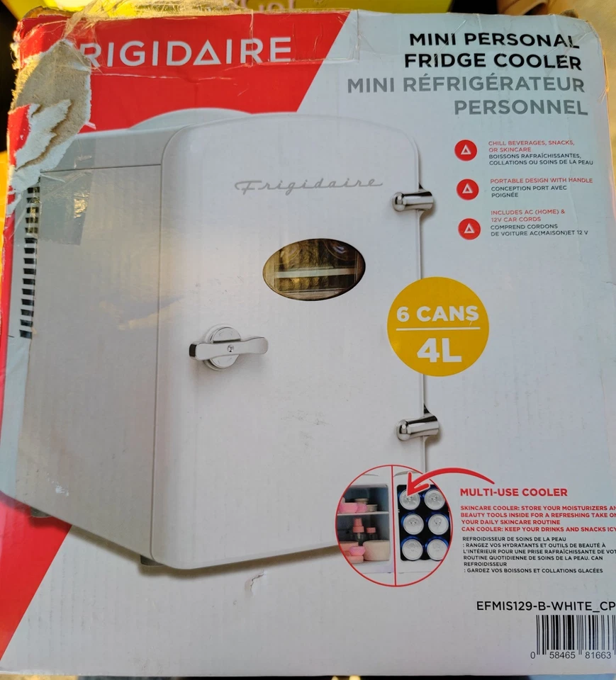 Frigidaire 6 Can/4L Mini Personal Retro Fridge Cooler - WHITE - Image 1 of 1