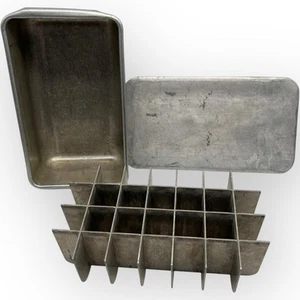 Rare Aluminum Deep Ice Cube Tray - 28 Cubes - 2 7/8 Inches Tall Slide On Cover - Picture 1 of 10